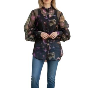 NWT Equipment Boleyn Blouse in True Black Multi